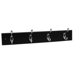 12 pieces Home Basics 4 Double Hook Wall Mounted Hanging Rack, Black - Hooks