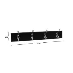 12 pieces Home Basics 4 Double Hook Wall Mounted Hanging Rack, Black - Hooks