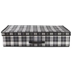 12 pieces of Home Basics Plaid NoN-Woven Under The Bed Storage Box With Label Window, Black