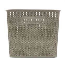 4 pieces of Home Basics 20 Liter Plastic Basket With Handles, Grey