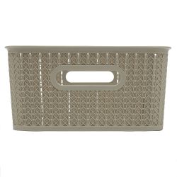 6 pieces of Home Basics 12.5 Liter Plastic Basket With Handles, Grey
