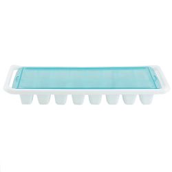 12 pieces of Home Basics 16 Compartment Square Plastic Stackable Ice Cube Tray With SnaP-On Cover, Blue