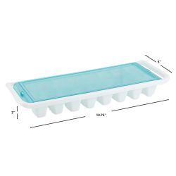 12 pieces of Home Basics 16 Compartment Square Plastic Stackable Ice Cube Tray With SnaP-On Cover, Blue