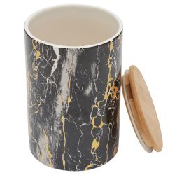 12 pieces of Home Basics Marble Like Large Ceramic Canister With Bamboo Top, Black