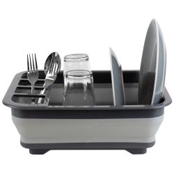 12 pieces of Home Basics Silicone And Plastic  Easy Storage Collapsible Dish Rack, Grey