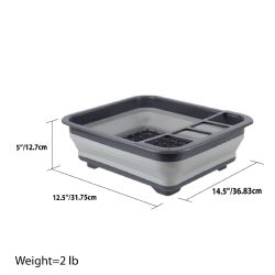 12 pieces of Home Basics Silicone And Plastic  Easy Storage Collapsible Dish Rack, Grey