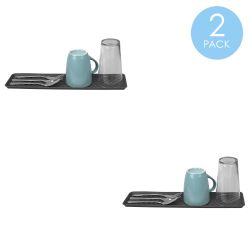 24 pieces of Home Basics Ridged Plastic NoN-Skid Dish Drying Mat, Grey