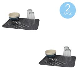 24 pieces of Home Basics Large Ridged Plastic NoN-Skid  Dish Drying Mat, Grey