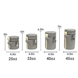 2 pieces of Home Basics 4 Piece Ceramic Canister Set With Wooden Spoons, Grey