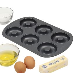 12 pieces Bakergcos Secret Essentials 6-Cavity NoN-Stick Steel Donut Pan - Frying Pans and Baking Pans