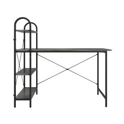 Home Basics Computer Desk With Shelves, Grey Oak/black