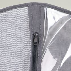 12 pieces of Home Basics Herringbone NoN-Woven Garment Bag With Clear Plastic Panel, Grey