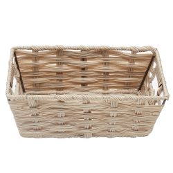 6 pieces of Home Basics Small Faux Rattan Basket With CuT-Out Handles, Taupe