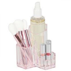 12 pieces of Home Basics TrI-Stand Plastic Cosmetic Organizer With Rose Bottom