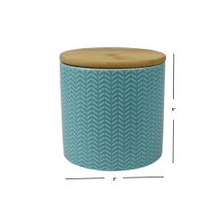 12 pieces Home Basics Chevron Small Ceramic Canister, Turquoise - Storage & Organization