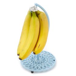 6 pieces of Home Basics Sunflower Cast Iron Banana Fruit Holder, Light Blue