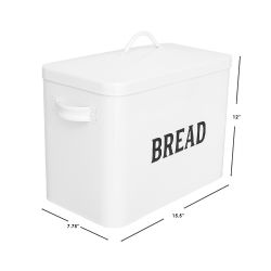 4 pieces of Home Basics Countryside Tin Breadbox, White