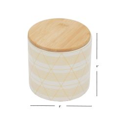 12 pieces Home Basics Diamond Stripe Small Ceramic Canister with Bamboo Top - Storage & Organization