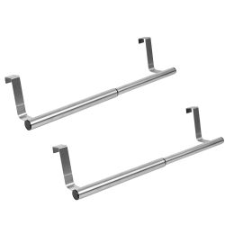 12 pieces of Home Basics Over The Cabinet Door Quick Install Hanging Modern Expandable Steel Towel Storage Rack, Chrome