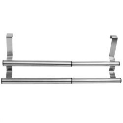 12 pieces of Home Basics Over The Cabinet Door Quick Install  Hanging Modern Expandable 2 Tier Steel Towel Storage Rack