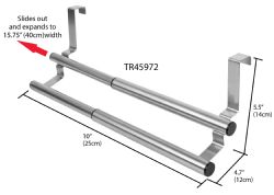 12 pieces of Home Basics Over The Cabinet Door Quick Install  Hanging Modern Expandable 2 Tier Steel Towel Storage Rack
