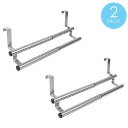 12 pieces of Home Basics Over The Cabinet Door Quick Install  Hanging Modern Expandable 2 Tier Steel Towel Storage Rack