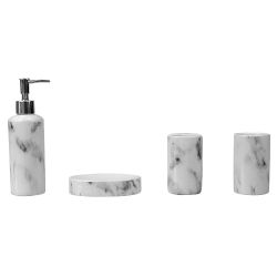12 pieces of Home Basics Marble Ceramic 4 Piece Bath Accessory Set, White