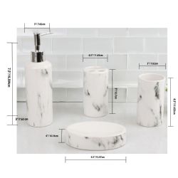 12 pieces of Home Basics Marble Ceramic 4 Piece Bath Accessory Set, White