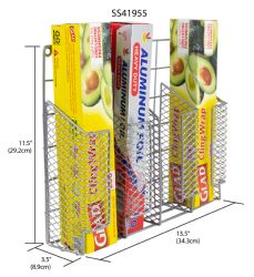 6 pieces of Home Basics Over The Cabinet Vinyl Coated Steel Wrap Organizer, Silver