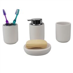 12 pieces of Home Basics Luxem 4 Piece Ceramic Bath Accessory Set, White