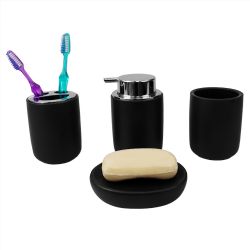 12 pieces of Home Basics Luxem 4 Piece Ceramic Bath Accessory Set, Black
