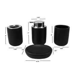 12 pieces of Home Basics Luxem 4 Piece Ceramic Bath Accessory Set, Black