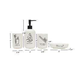 6 pieces of Home Basics Hygiene 4 Piece Dolomite Bath Accessory Set, White