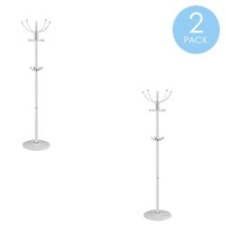 Home Basics 16 Hook Free Standing Coat Rack with Sandstone Base, White - Home Accessories
