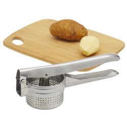 12 Wholesale Home Basics Stainless Steel Handheld Potato Masher Ricer, Silver