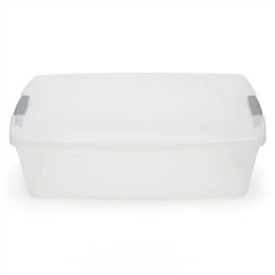 6 pieces of Home Basics 30 Liter Rectangular Storage Container With Lid, Clear