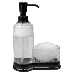 12 pieces of Home Basics Plastic Soap Dispenser With Sponge Compartment, Black