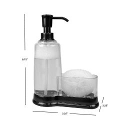 12 pieces of Home Basics Plastic Soap Dispenser With Sponge Compartment, Black