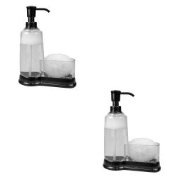 12 pieces of Home Basics Plastic Soap Dispenser With Sponge Compartment, Black