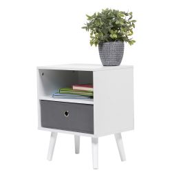 Home Basics 2 Cube Night Stand With NoN-Woven Bin, White