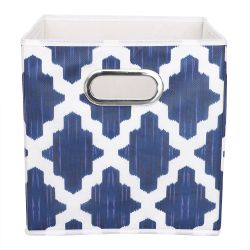 12 pieces of Home Basics Lattice Collapsible NoN-Woven Storage Bin With Grommet Handle, Navy