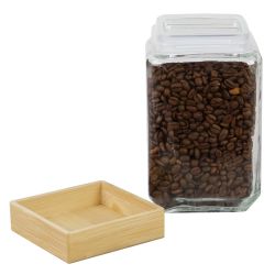 12 pieces Home Basics 57 Oz Square Glass Canister With Bamboo Lid - Storage & Organization