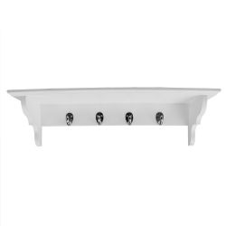 6 pieces of Home Basics Wood Floating Shelf With Key Hooks, White