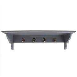 6 pieces of Home Basics Wood Floating Shelf With Key Hooks, Grey