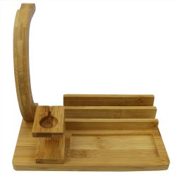 6 pieces of Home Basics Bamboo Headphone Station, Natural
