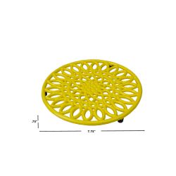 6 pieces of Home Basics Sunflower Heavy Weight Cast Iron Trivet, Yellow