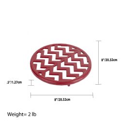 6 pieces of Home Basics Chevron Collection Cast Iron Trivet, Red