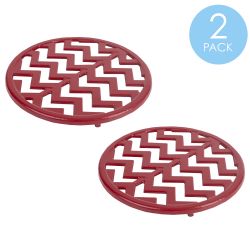 6 pieces of Home Basics Chevron Collection Cast Iron Trivet, Red