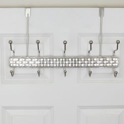 6 pieces of Home Basics Luxor 5 Hook Over The Door Hanging Rack, Satin Nickel