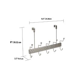 6 pieces of Home Basics Luxor 5 Hook Over The Door Hanging Rack, Satin Nickel